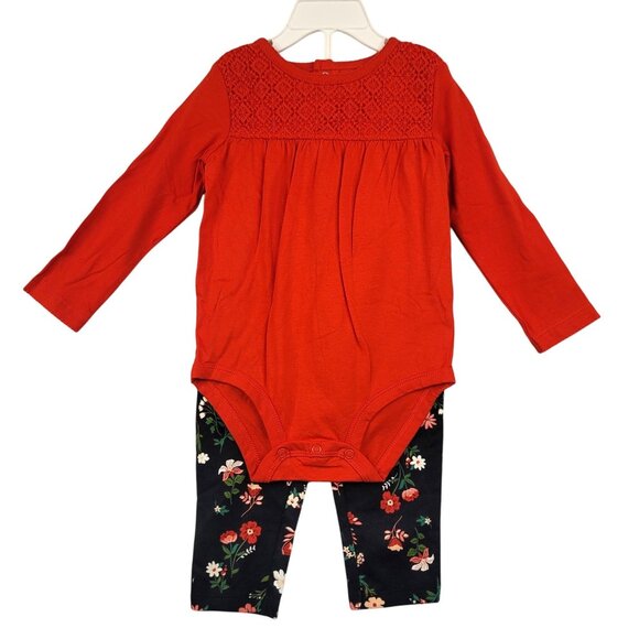 Carters Baby 2-Piece Floral Bodysuit Leggings Set 24 Months Party Outfit - Picture 1 of 5